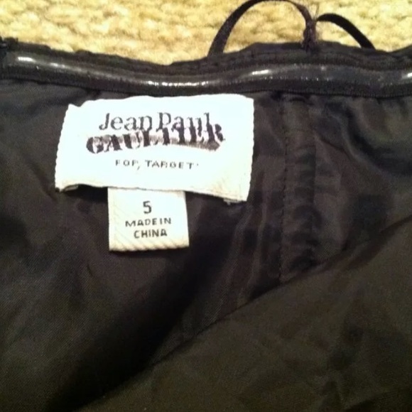 JEAN PAUL Gaultier For Target Cloque Black Strapless Dress Embossed Floral - Picture 11 of 13